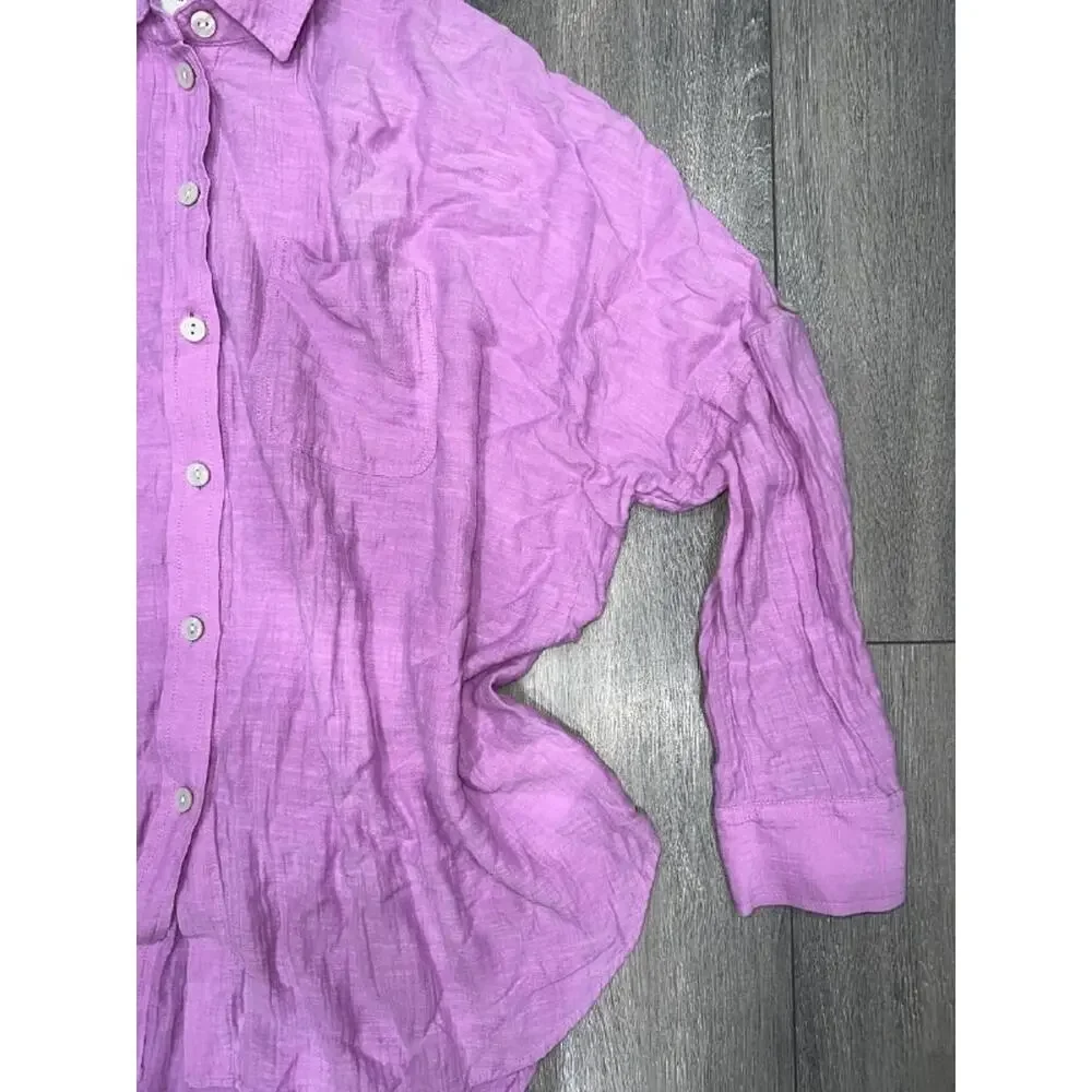 American Eagle Womens preppy Y2K oversized Shirt Lavender XS A004924 - Picture 4 of 9